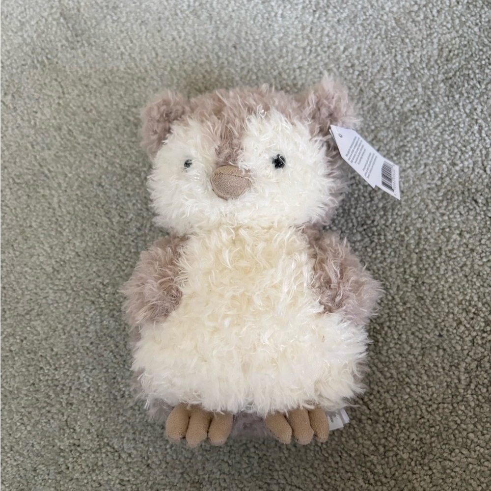 Jellycat Cream and Light Brown Fluffy Little Owl Plush